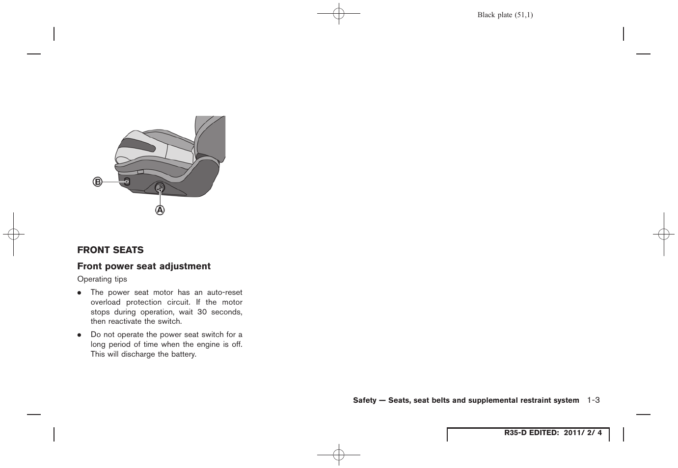 Front seats -3 | NISSAN 2012 GT R - Owner's Manual User Manual | Page 52 / 346