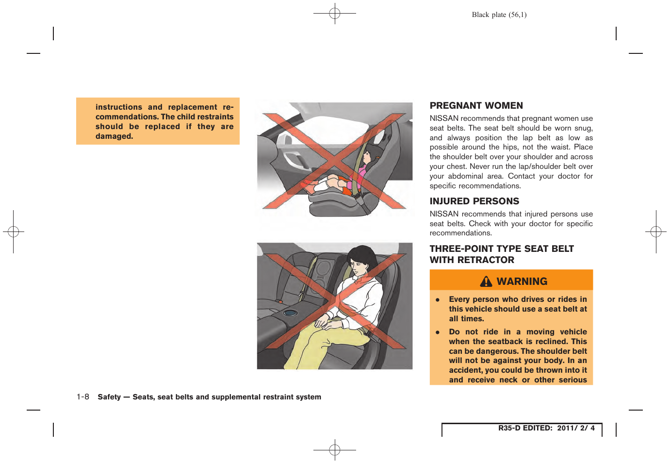 NISSAN 2012 GT R - Owner's Manual User Manual | Page 57 / 346