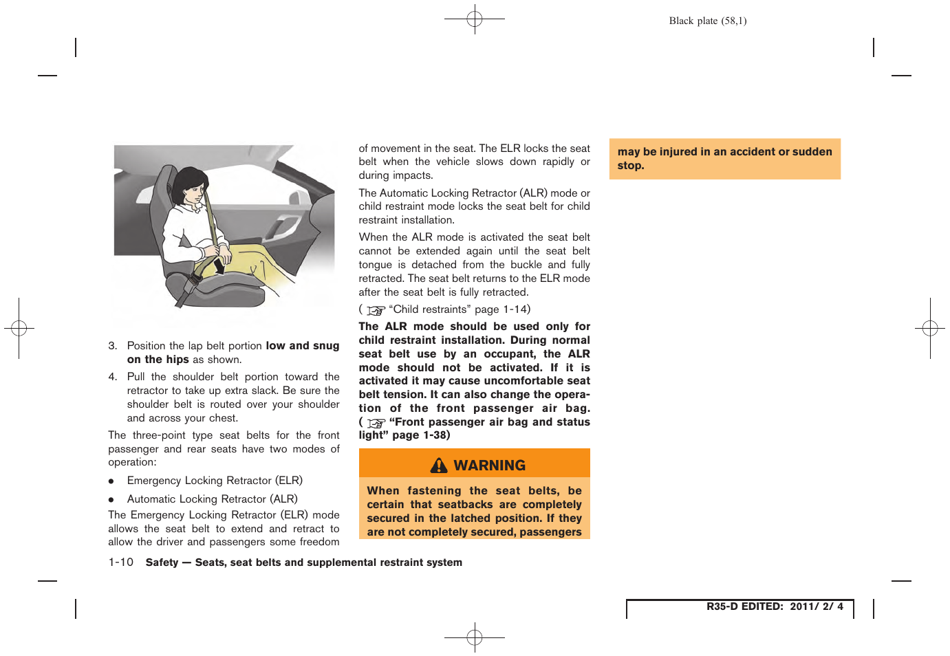 NISSAN 2012 GT R - Owner's Manual User Manual | Page 59 / 346
