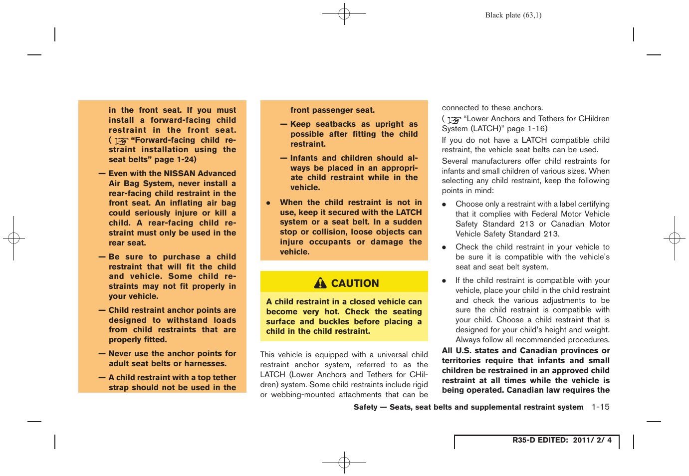 NISSAN 2012 GT R - Owner's Manual User Manual | Page 64 / 346