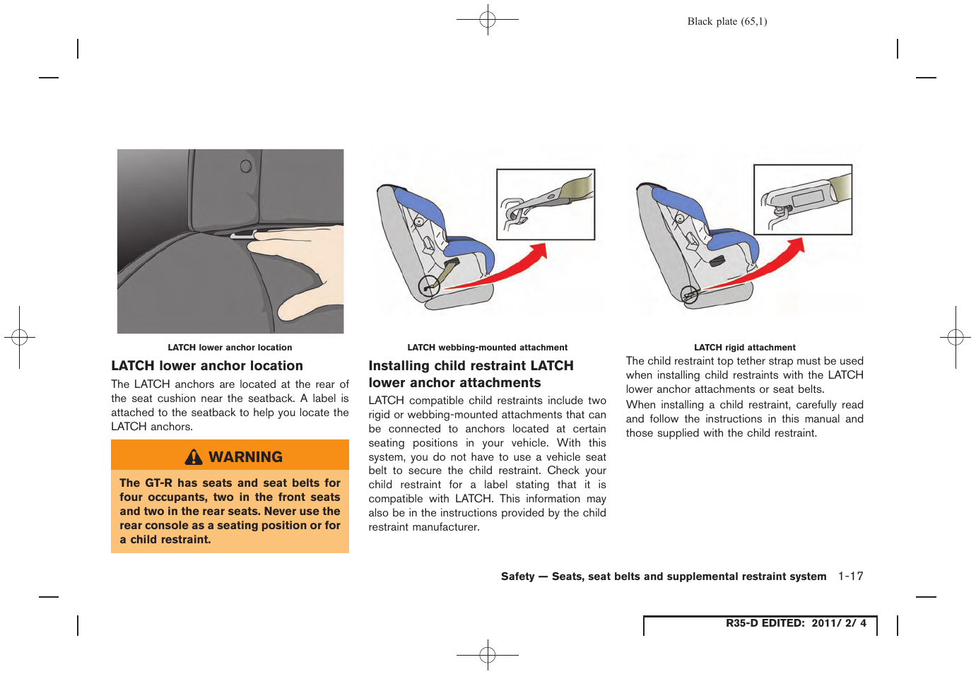 NISSAN 2012 GT R - Owner's Manual User Manual | Page 66 / 346