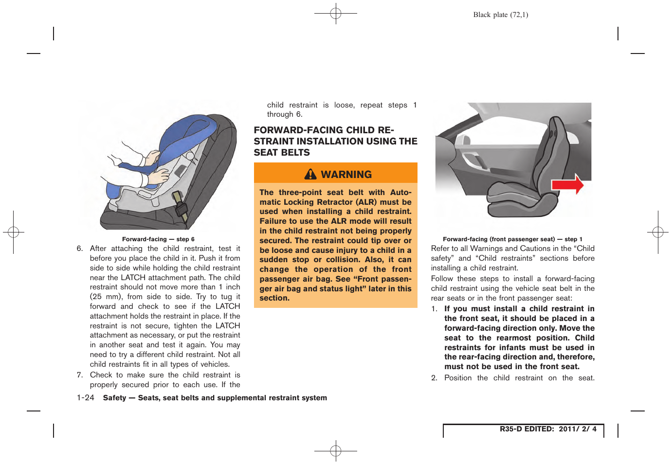 NISSAN 2012 GT R - Owner's Manual User Manual | Page 73 / 346