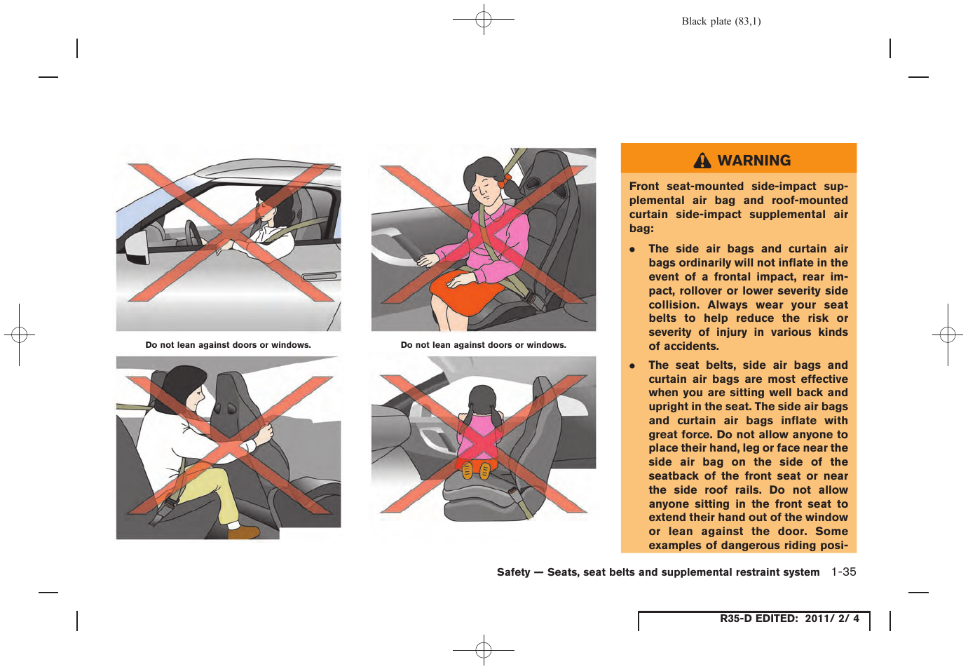 NISSAN 2012 GT R - Owner's Manual User Manual | Page 84 / 346