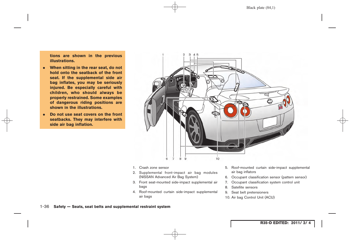NISSAN 2012 GT R - Owner's Manual User Manual | Page 85 / 346