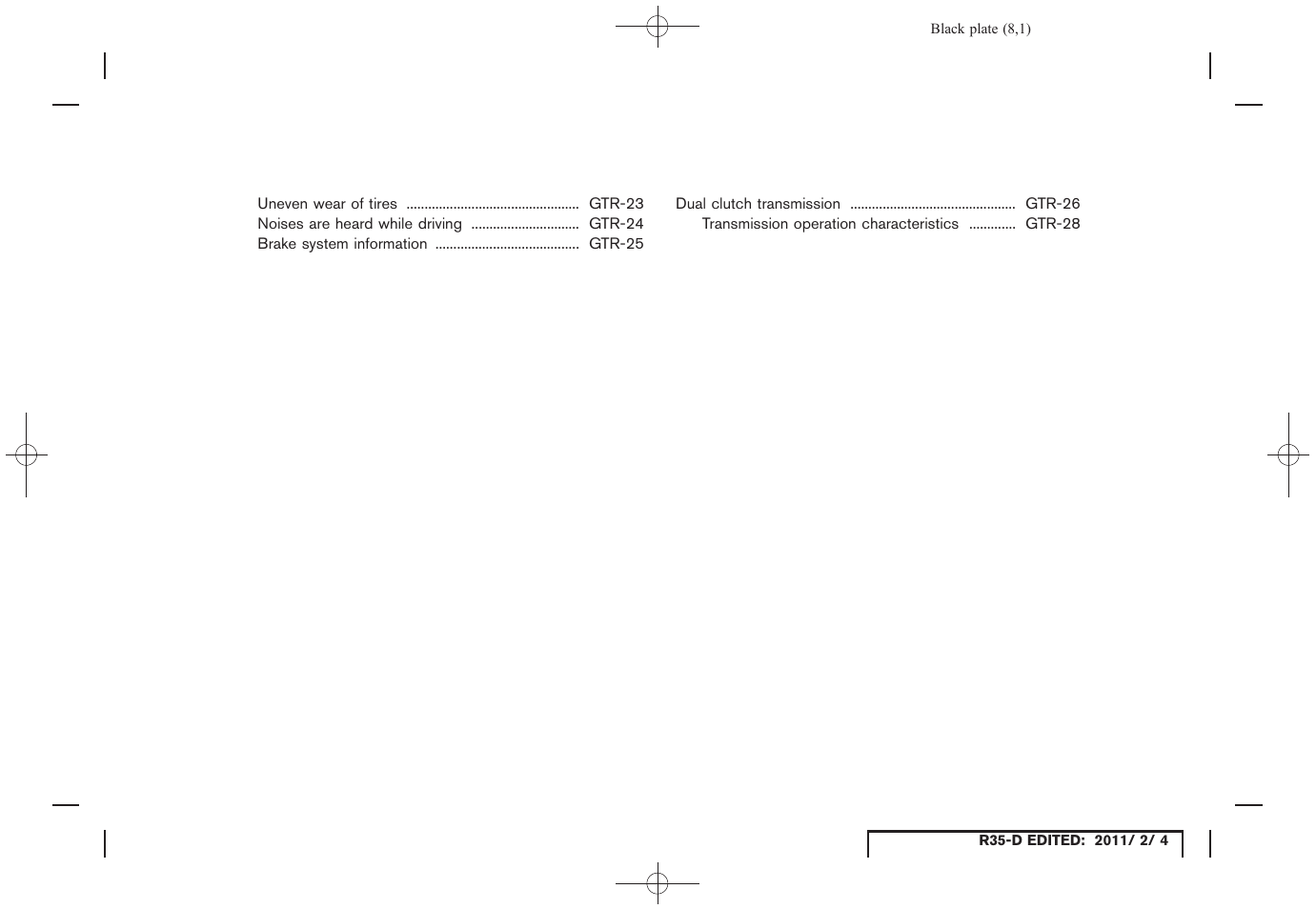 NISSAN 2012 GT R - Owner's Manual User Manual | Page 9 / 346