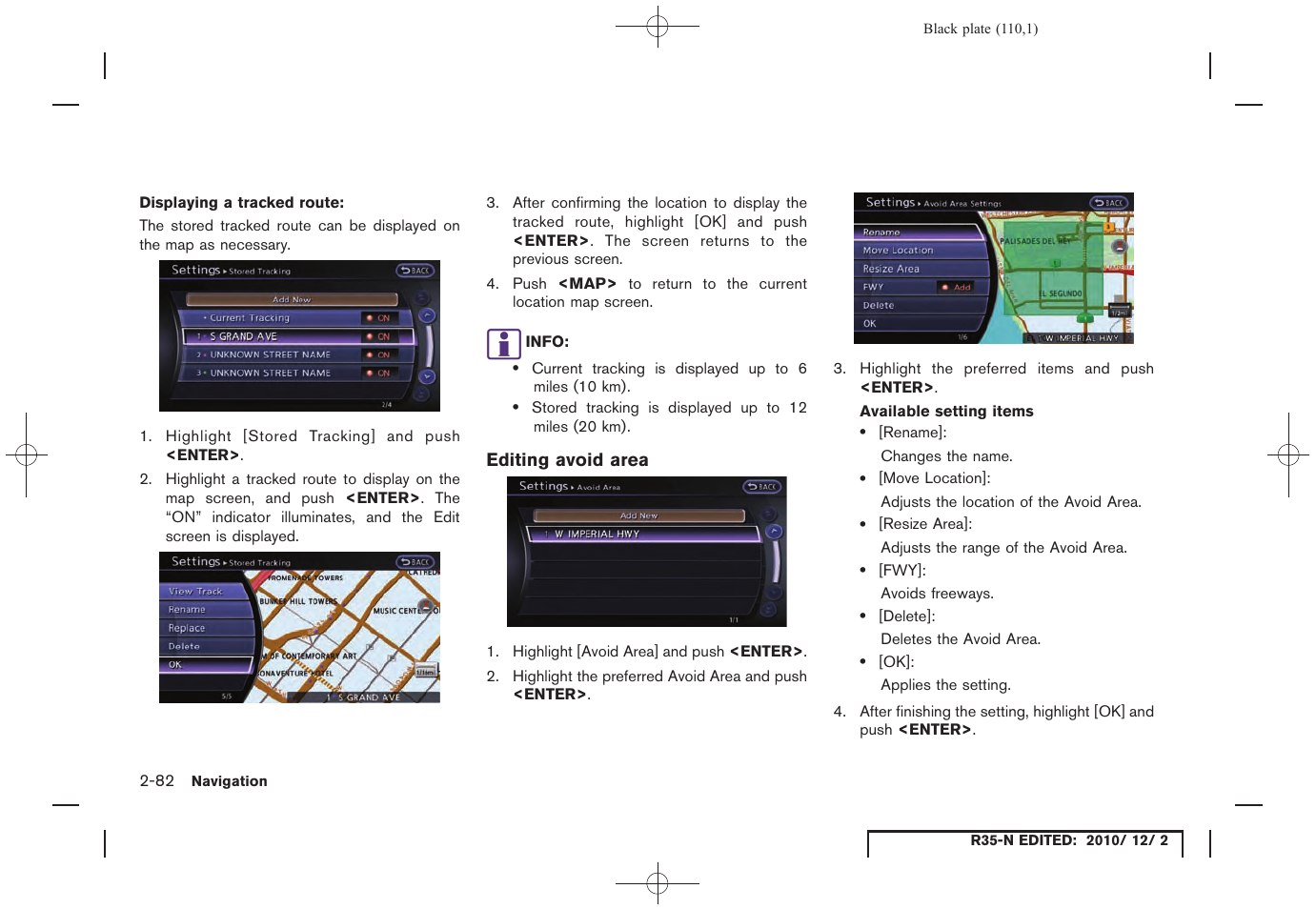 Editing avoid area | NISSAN 2012 GT R - Multi Function Display Owner's Manual User Manual | Page 110 / 307