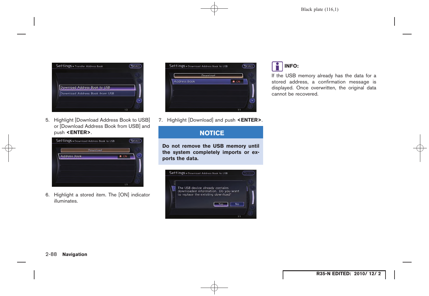 NISSAN 2012 GT R - Multi Function Display Owner's Manual User Manual | Page 116 / 307