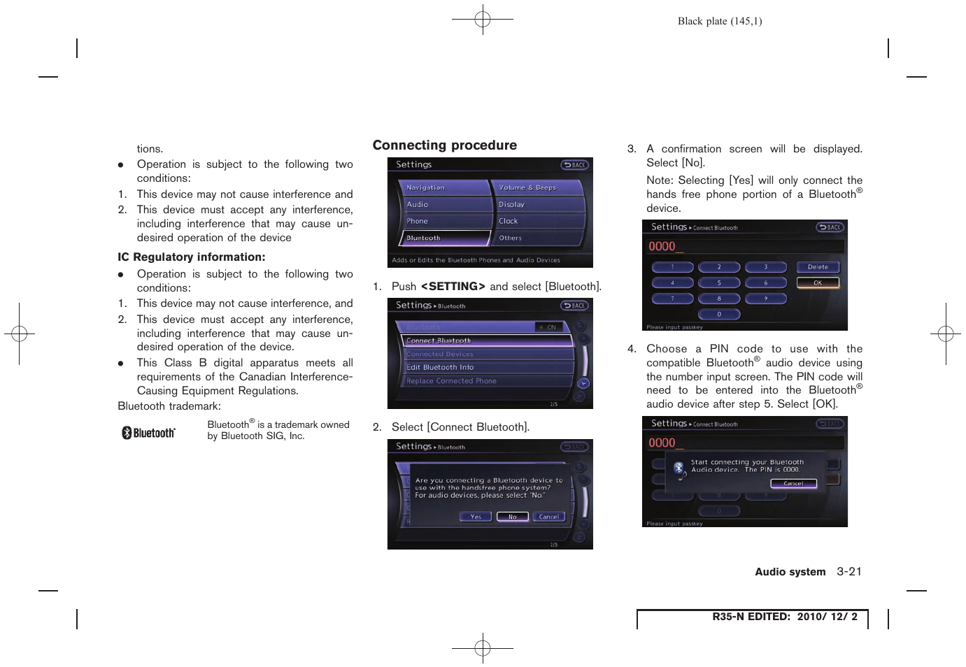Connecting procedure | NISSAN 2012 GT R - Multi Function Display Owner's Manual User Manual | Page 145 / 307