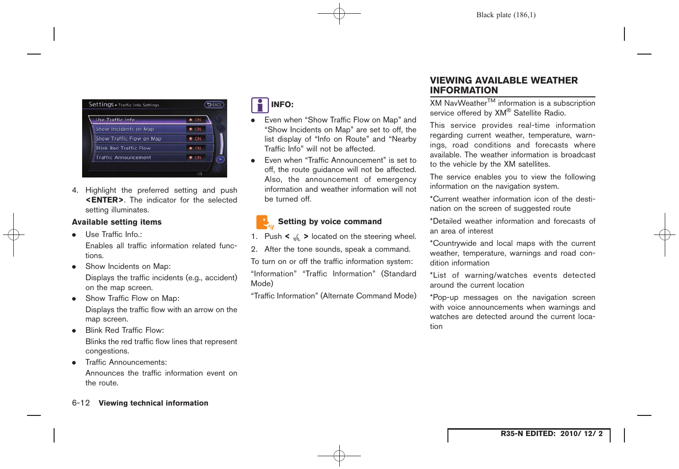 Viewing available weather information, Viewing available weather information -12 | NISSAN 2012 GT R - Multi Function Display Owner's Manual User Manual | Page 186 / 307