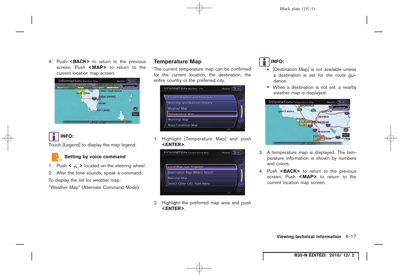 Temperature map | NISSAN 2012 GT R - Multi Function Display Owner's Manual User Manual | Page 191 / 307