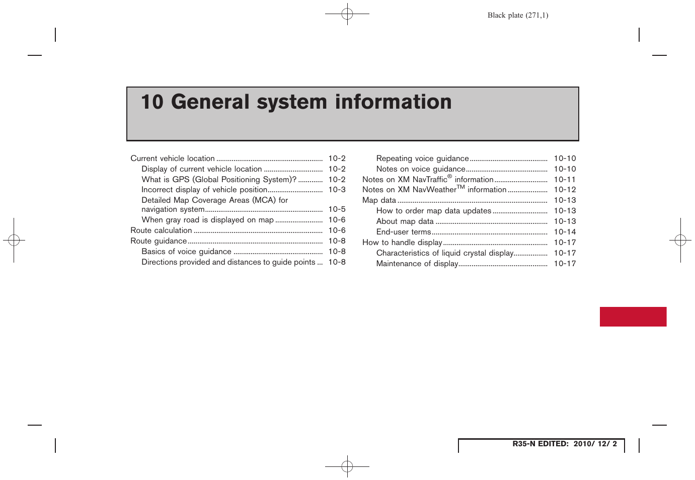 General system information, 10 general system information | NISSAN 2012 GT R - Multi Function Display Owner's Manual User Manual | Page 271 / 307