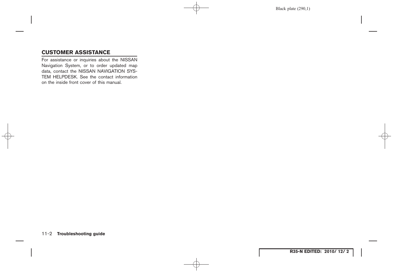 Customer assistance, Customer assistance -2 | NISSAN 2012 GT R - Multi Function Display Owner's Manual User Manual | Page 290 / 307