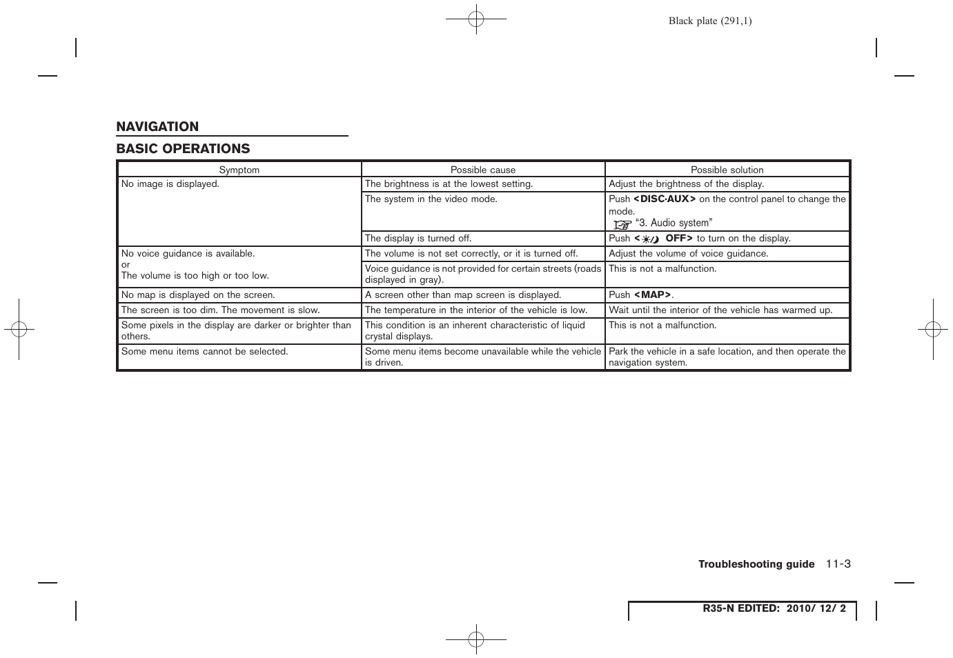 Navigation, Basic operations, Navigation -3 | Basic operations -3 | NISSAN 2012 GT R - Multi Function Display Owner's Manual User Manual | Page 291 / 307