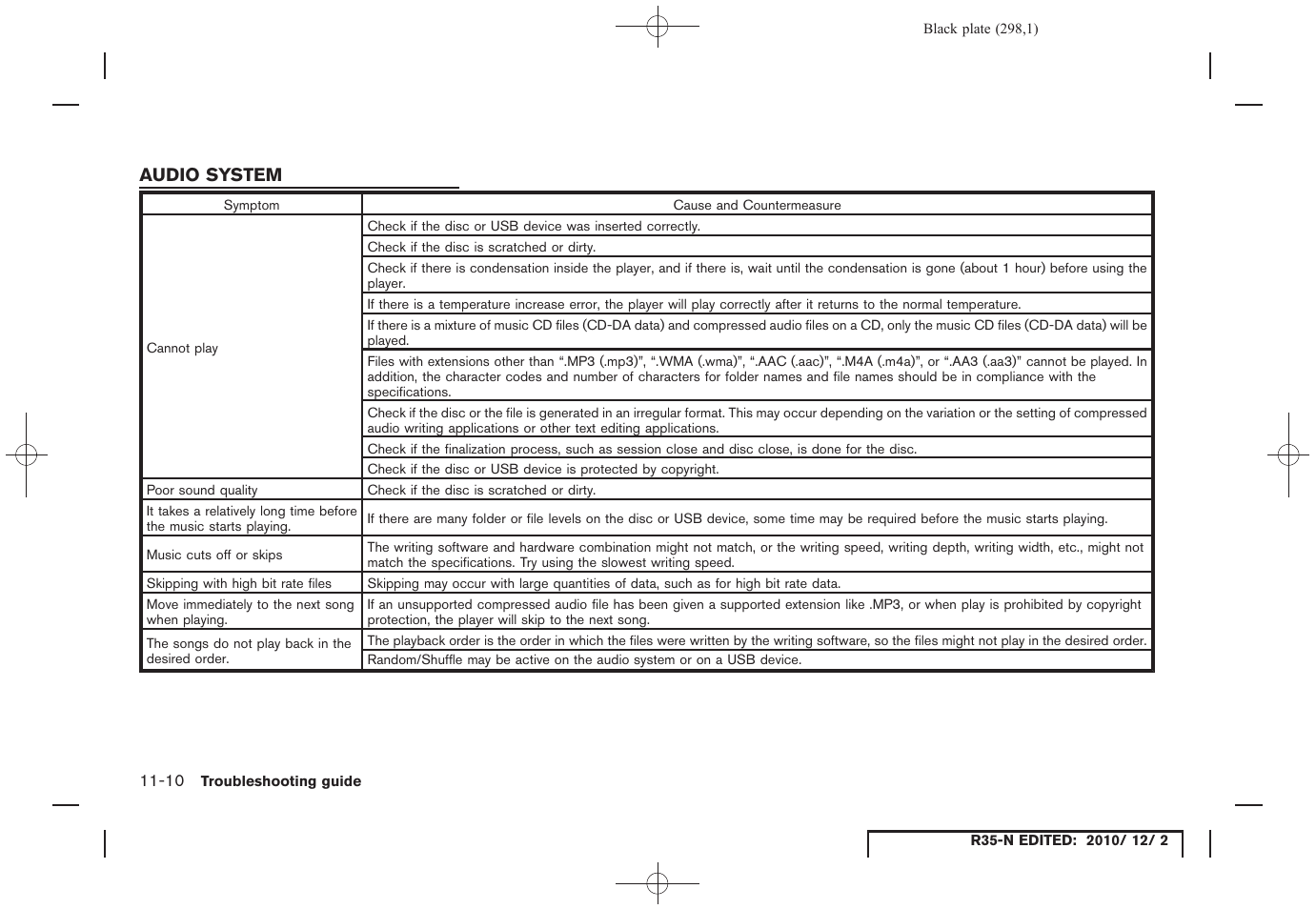 Audio system, Audio system -10 | NISSAN 2012 GT R - Multi Function Display Owner's Manual User Manual | Page 298 / 307