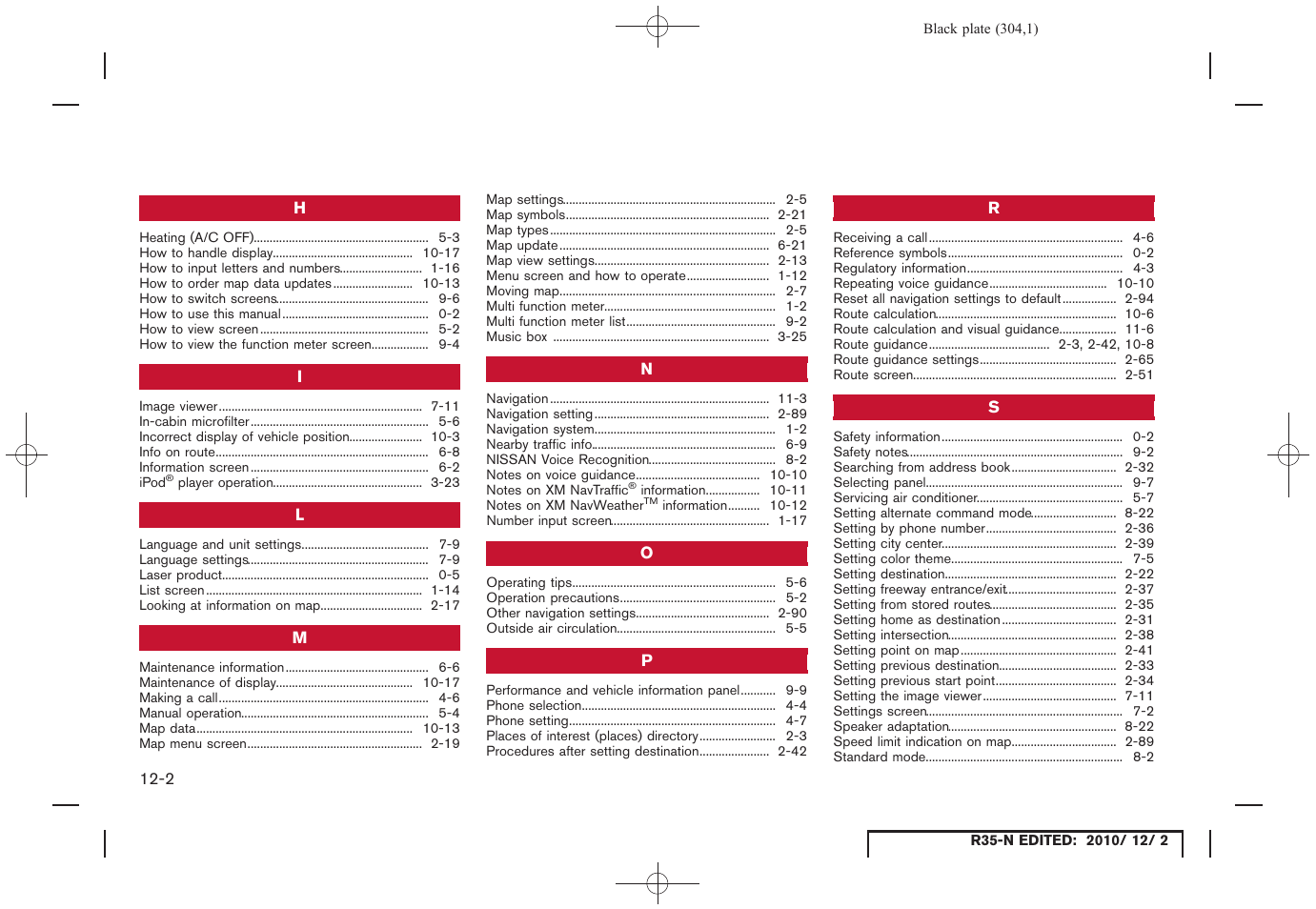 NISSAN 2012 GT R - Multi Function Display Owner's Manual User Manual | Page 304 / 307