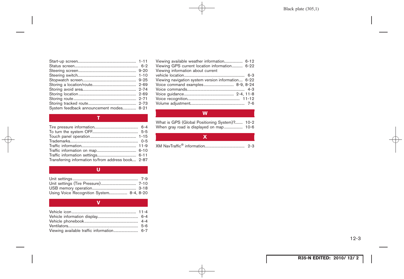 NISSAN 2012 GT R - Multi Function Display Owner's Manual User Manual | Page 305 / 307
