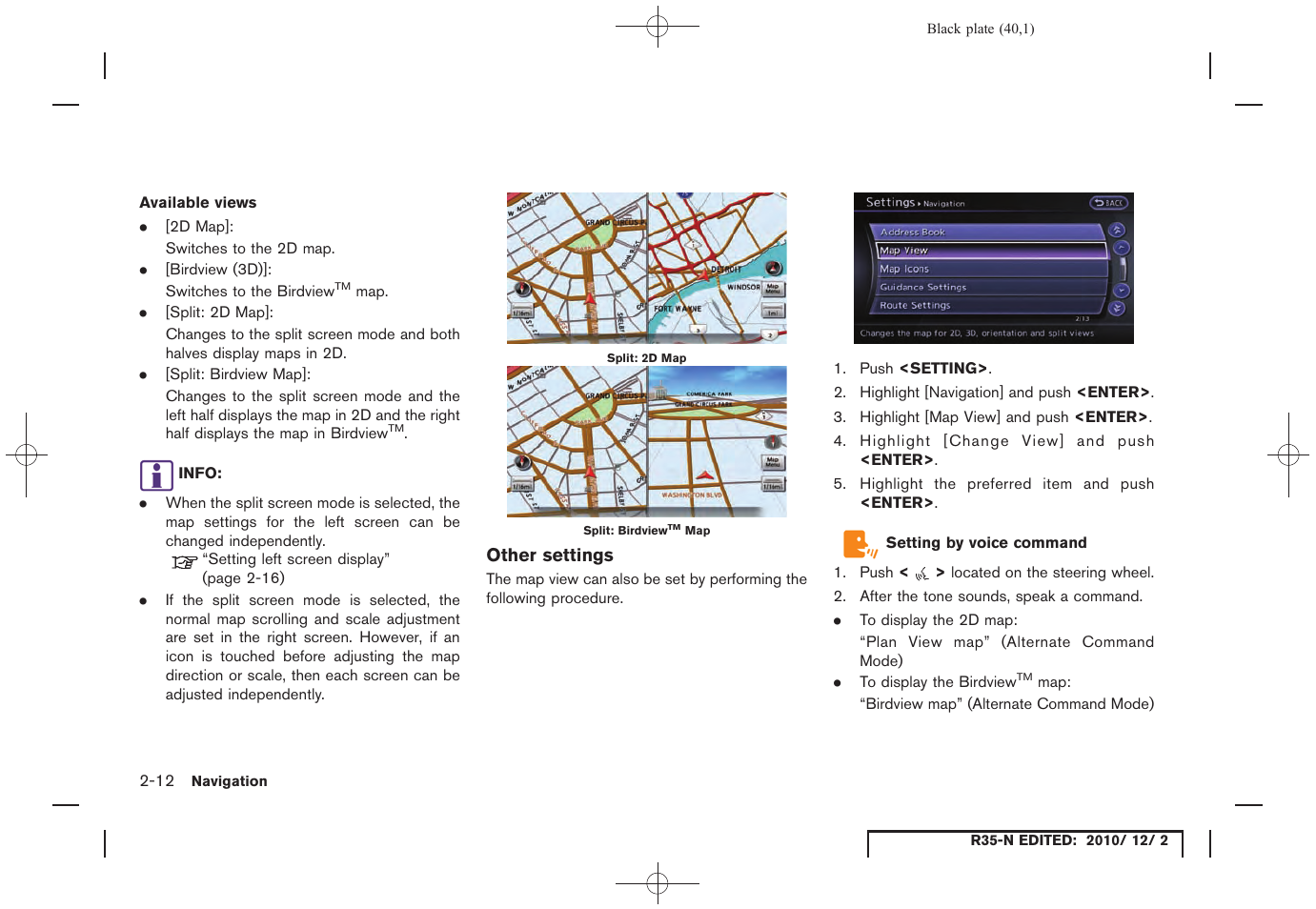 Other settings | NISSAN 2012 GT R - Multi Function Display Owner's Manual User Manual | Page 40 / 307