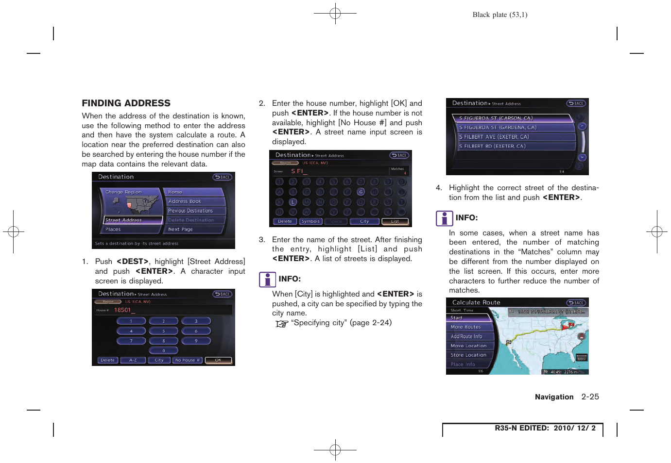 Finding address, Finding address -25 | NISSAN 2012 GT R - Multi Function Display Owner's Manual User Manual | Page 53 / 307