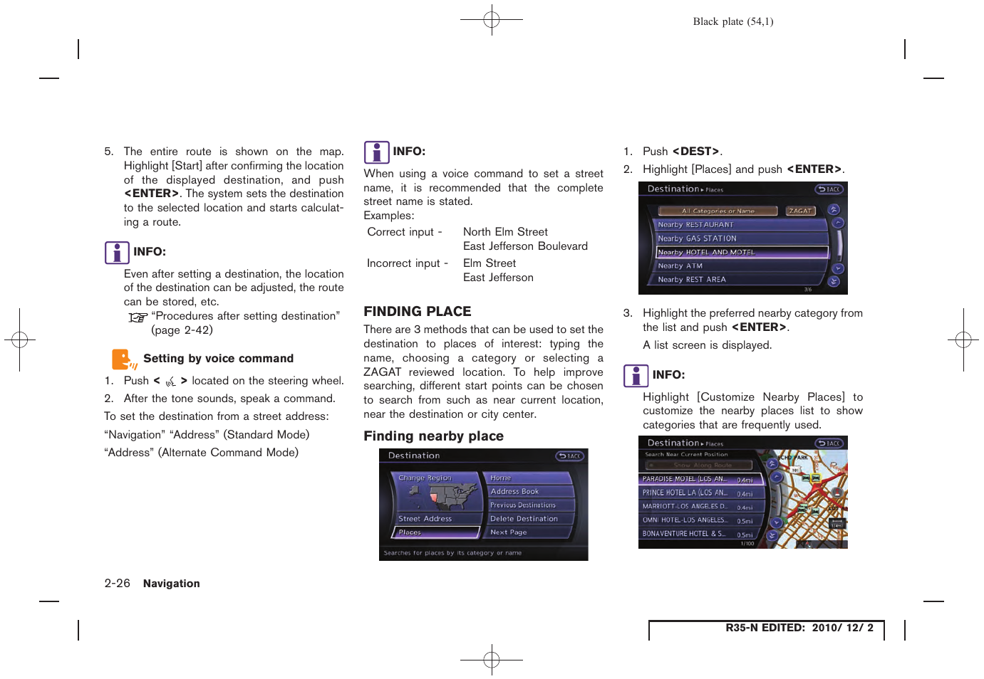 Finding place, Finding nearby place, Finding place -26 | NISSAN 2012 GT R - Multi Function Display Owner's Manual User Manual | Page 54 / 307