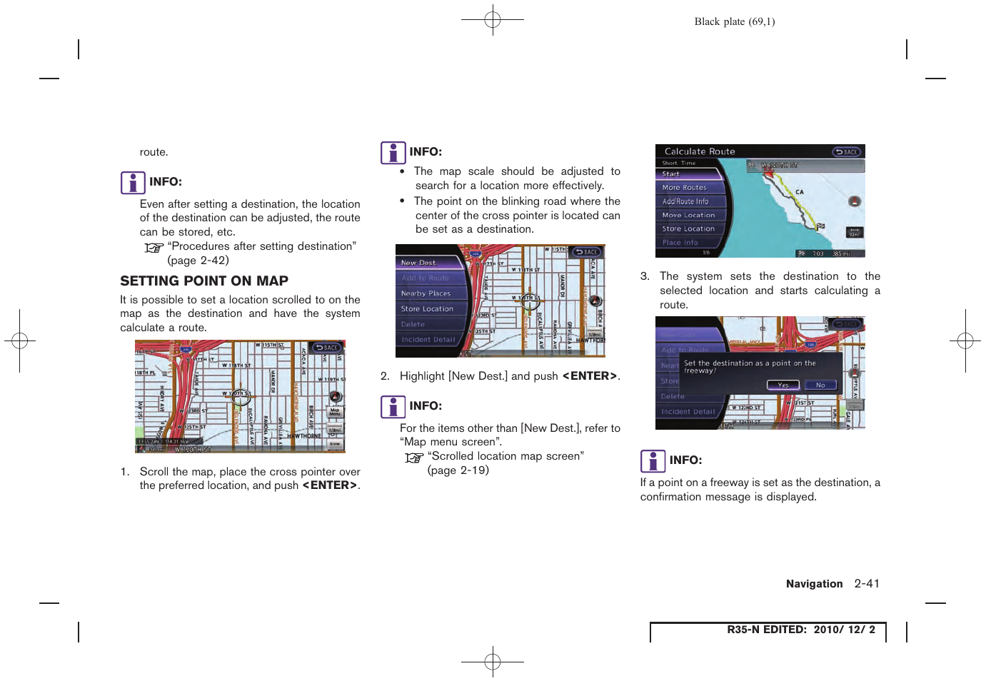 Setting point on map, Setting point on map -41 | NISSAN 2012 GT R - Multi Function Display Owner's Manual User Manual | Page 69 / 307