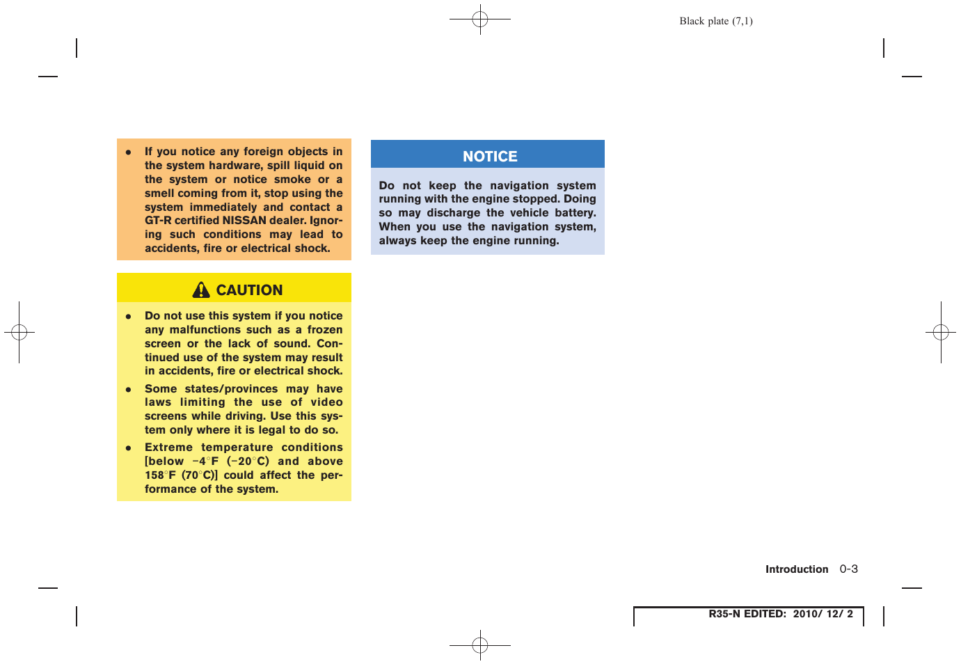 NISSAN 2012 GT R - Multi Function Display Owner's Manual User Manual | Page 7 / 307