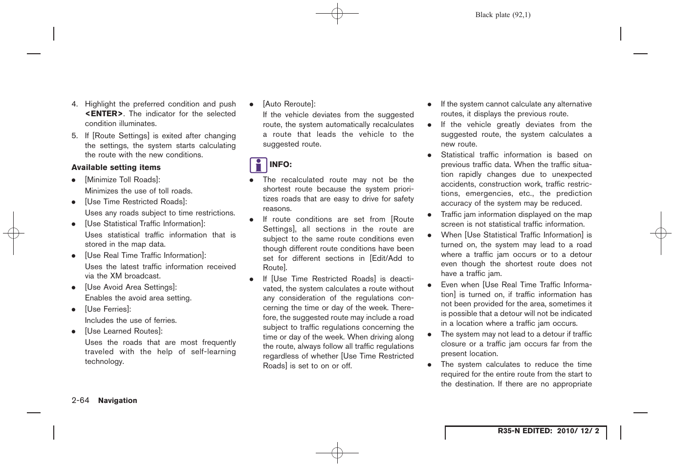 NISSAN 2012 GT R - Multi Function Display Owner's Manual User Manual | Page 92 / 307