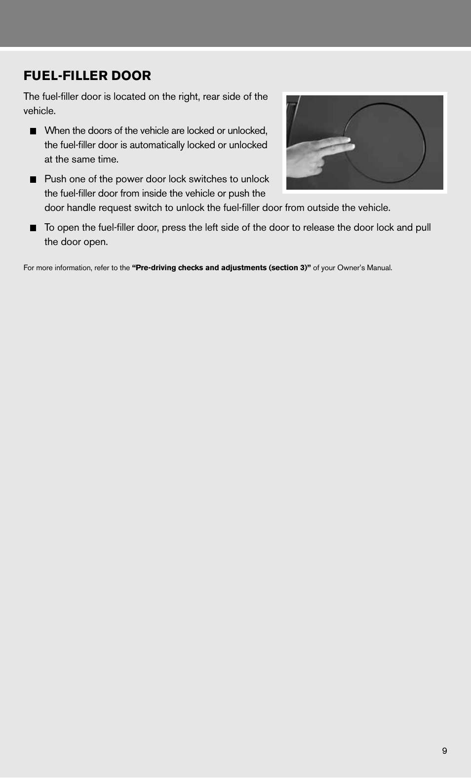Fuel-filler door | NISSAN 2012 GT R - Quick Reference Guide User Manual | Page 11 / 16