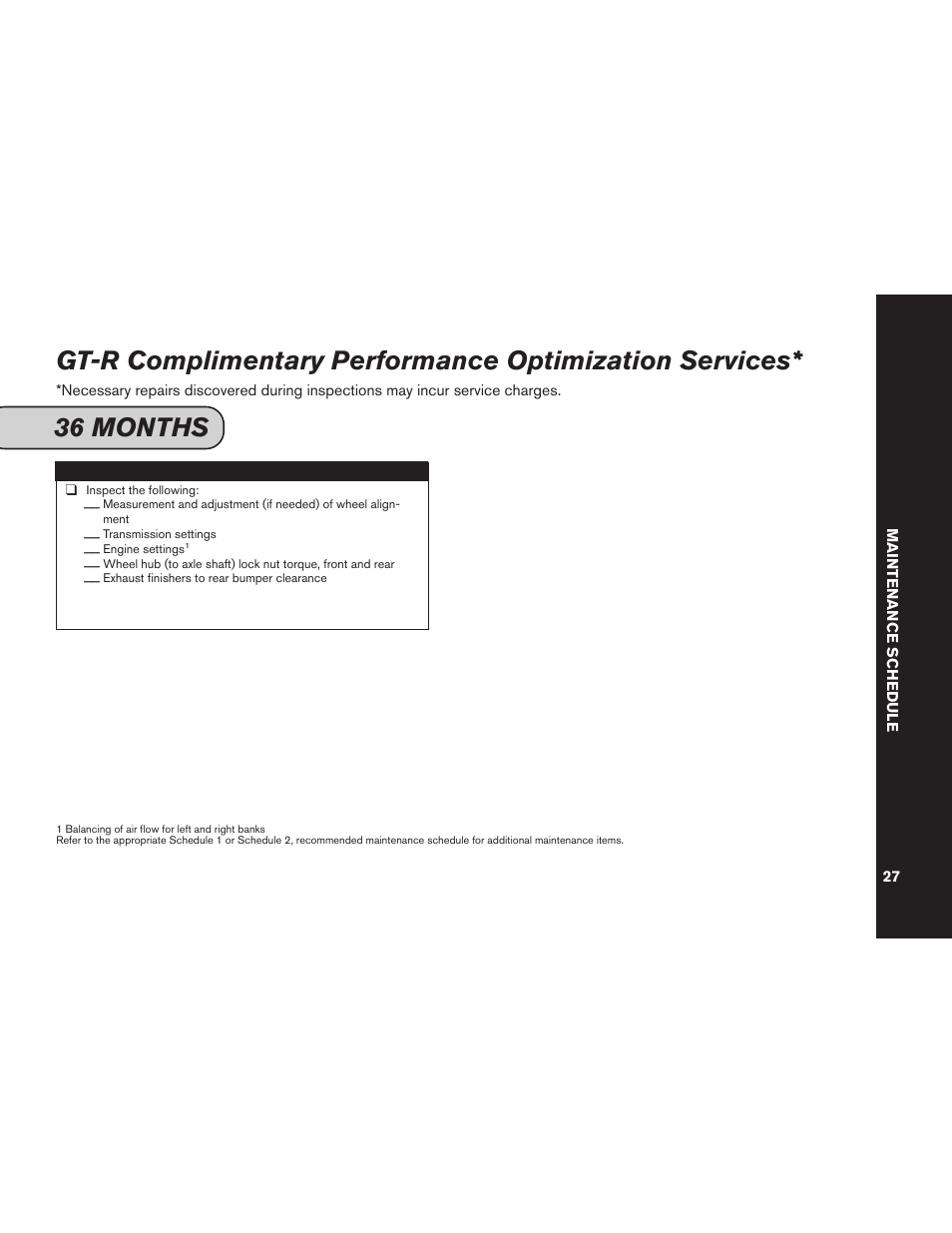 36 months | NISSAN 2012 GT R - Service & Maintenance Guide User Manual | Page 29 / 60