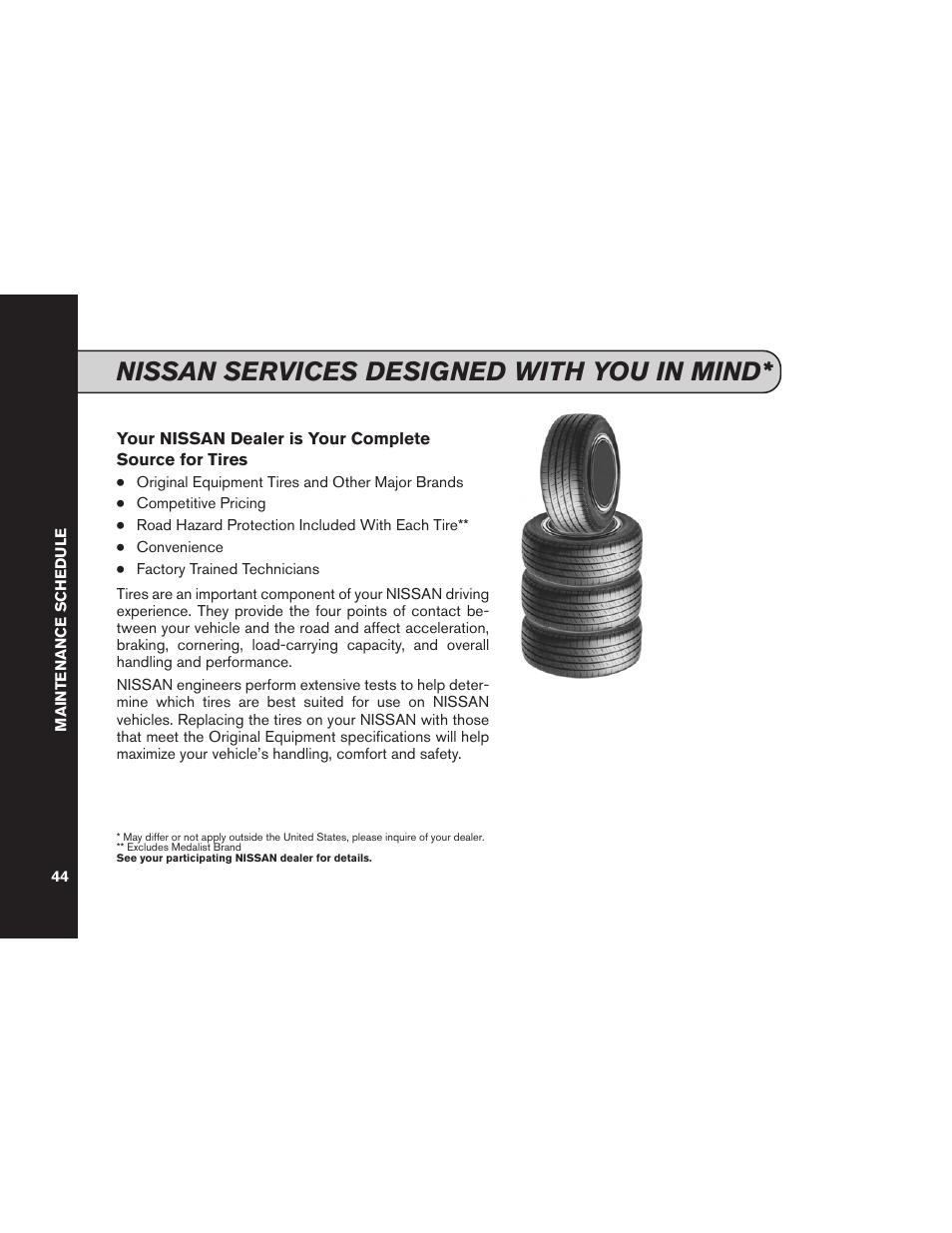 Nissan services designed with you in mind | NISSAN 2012 GT R - Service & Maintenance Guide User Manual | Page 46 / 60