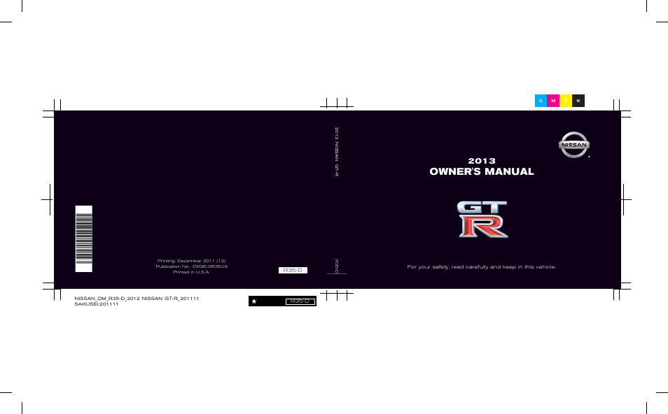NISSAN 2013 GT R - Owner's Manual User Manual | 346 pages