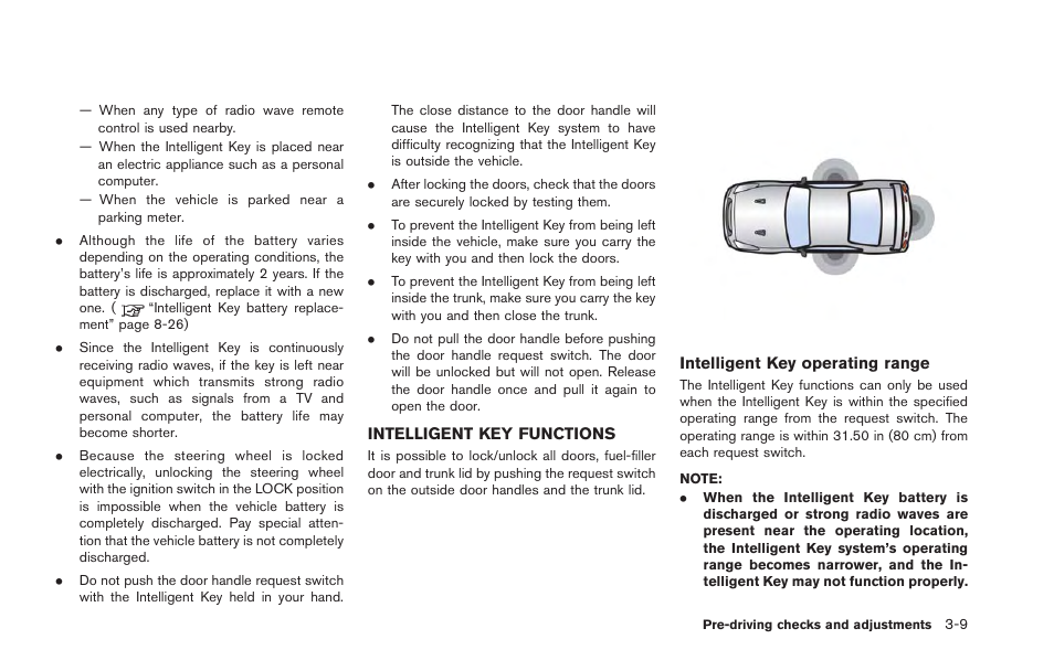 Intelligent key functions -9 | NISSAN 2013 GT R - Owner's Manual User Manual | Page 170 / 346