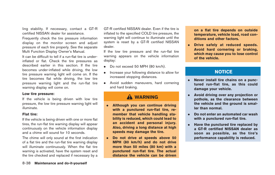 Warning, Notice | NISSAN 2013 GT R - Owner's Manual User Manual | Page 305 / 346