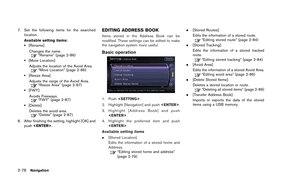 Editing address book -78 | NISSAN 2013 GT R - Multi Function Display Owner's Manual User Manual | Page 106 / 315