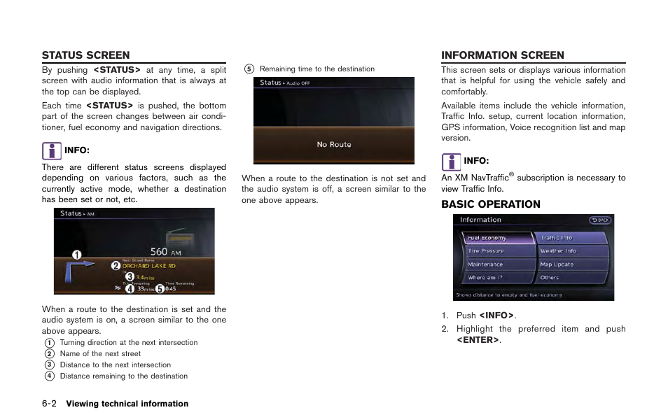 Status screen -2 information screen -2, Basic operation -2 | NISSAN 2013 GT R - Multi Function Display Owner's Manual User Manual | Page 180 / 315