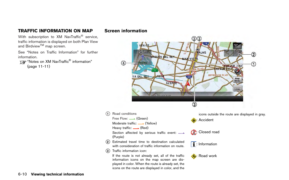 Traffic information on map -10 | NISSAN 2013 GT R - Multi Function Display Owner's Manual User Manual | Page 188 / 315