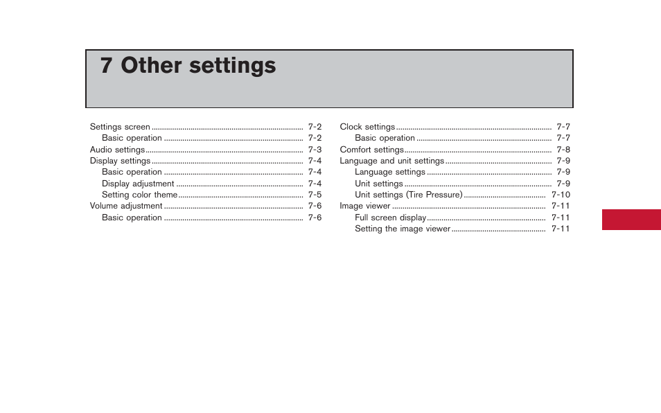 Other settings, 7 other settings | NISSAN 2013 GT R - Multi Function Display Owner's Manual User Manual | Page 203 / 315