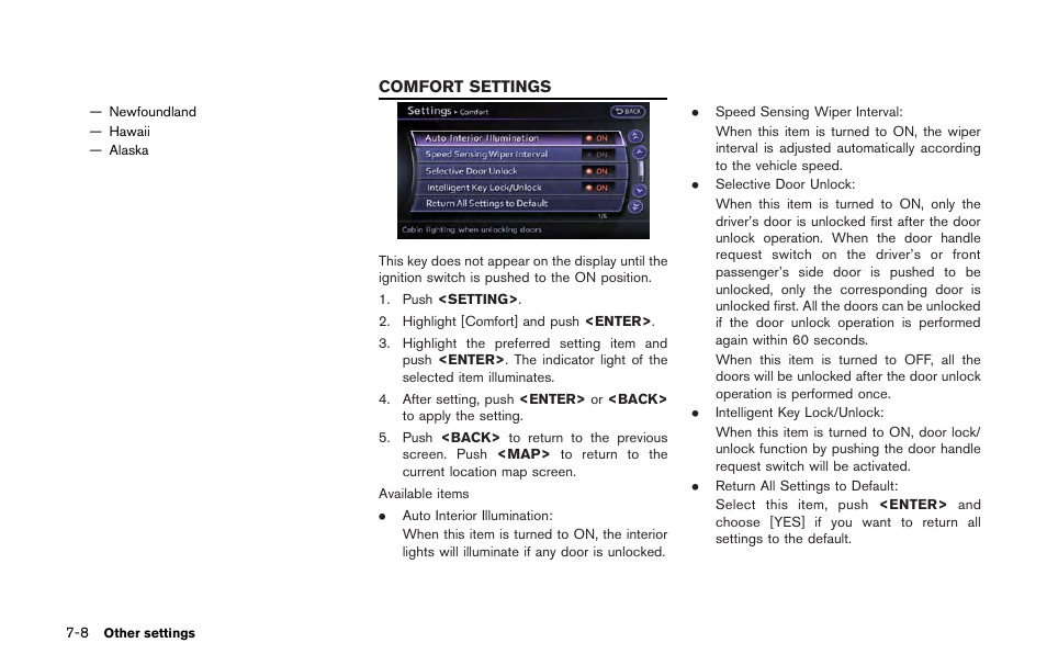 Comfort settings -8 | NISSAN 2013 GT R - Multi Function Display Owner's Manual User Manual | Page 210 / 315