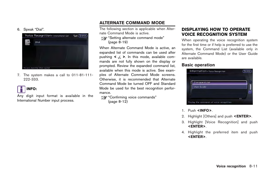 Alternate command mode -11 | NISSAN 2013 GT R - Multi Function Display Owner's Manual User Manual | Page 225 / 315