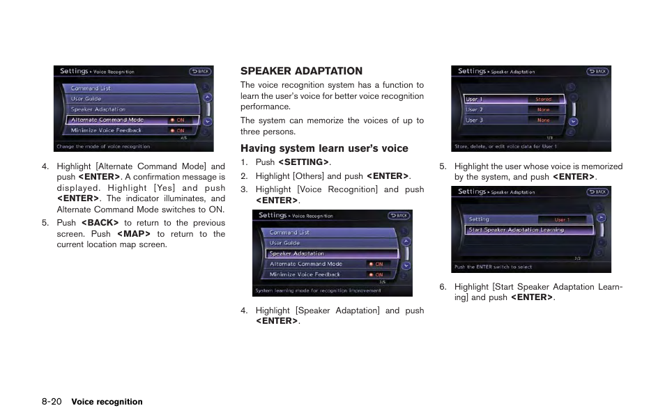 Speaker adaptation -20 | NISSAN 2013 GT R - Multi Function Display Owner's Manual User Manual | Page 234 / 315