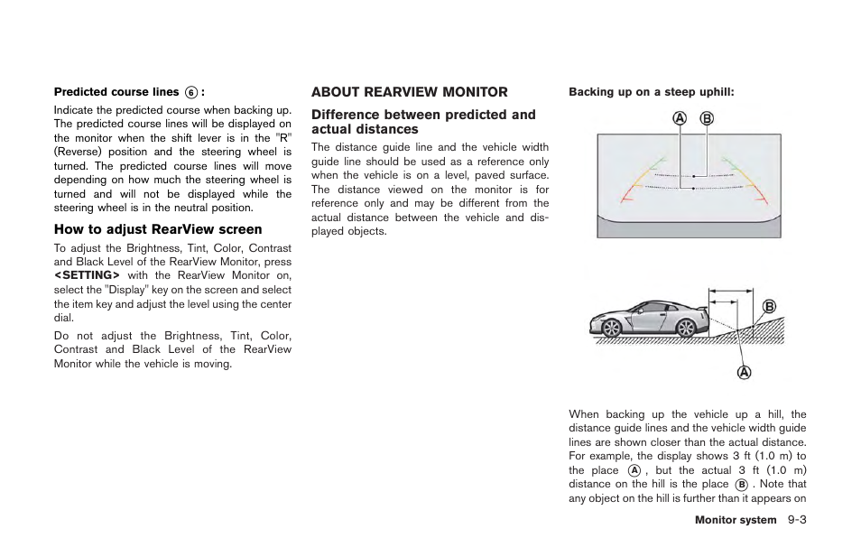 About rearview monitor -3 | NISSAN 2013 GT R - Multi Function Display Owner's Manual User Manual | Page 241 / 315