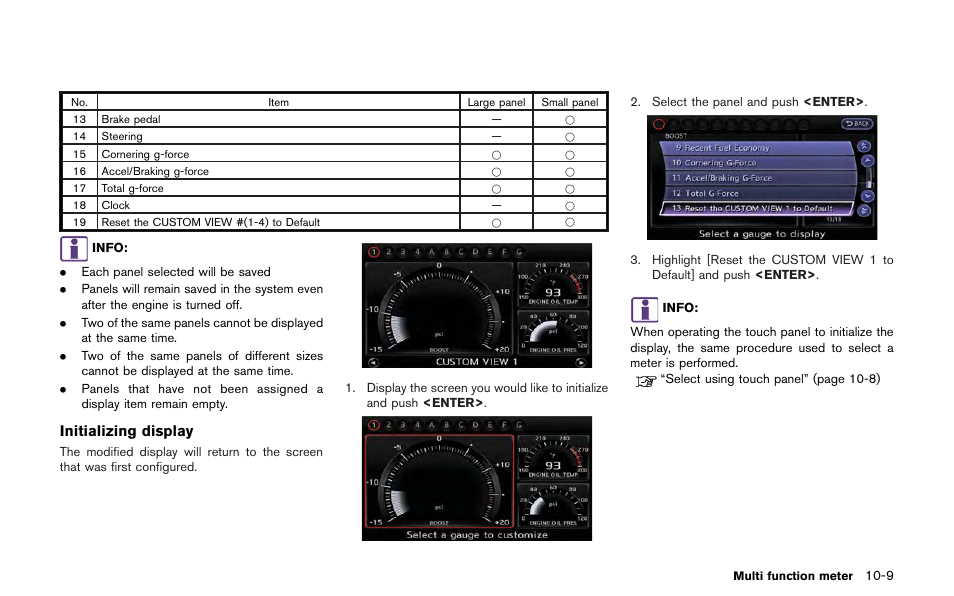 Initializing display | NISSAN 2013 GT R - Multi Function Display Owner's Manual User Manual | Page 255 / 315