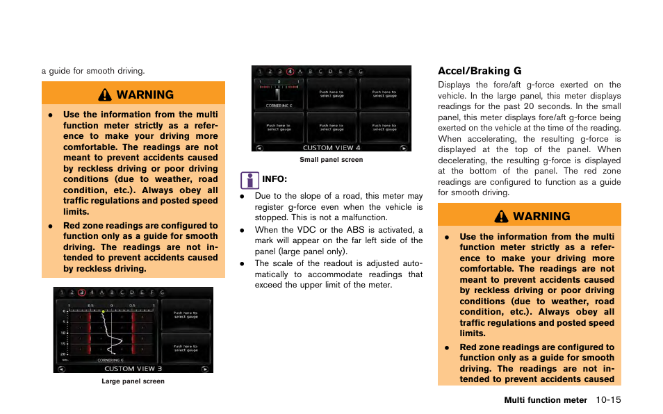Warning | NISSAN 2013 GT R - Multi Function Display Owner's Manual User Manual | Page 261 / 315