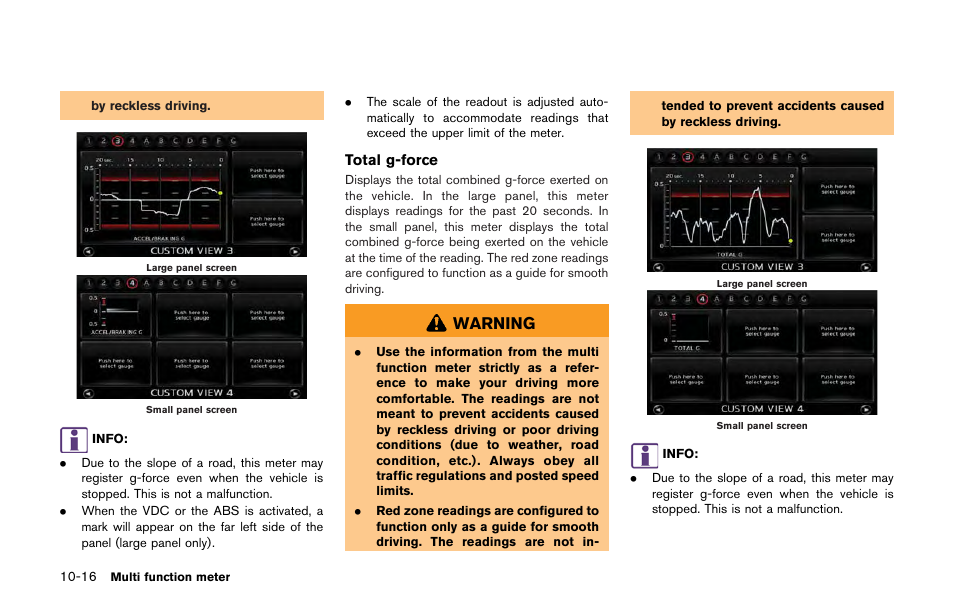 Warning | NISSAN 2013 GT R - Multi Function Display Owner's Manual User Manual | Page 262 / 315