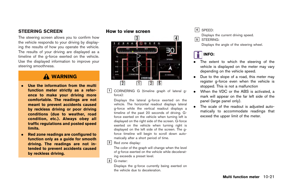 Steering screen -21 | NISSAN 2013 GT R - Multi Function Display Owner's Manual User Manual | Page 267 / 315