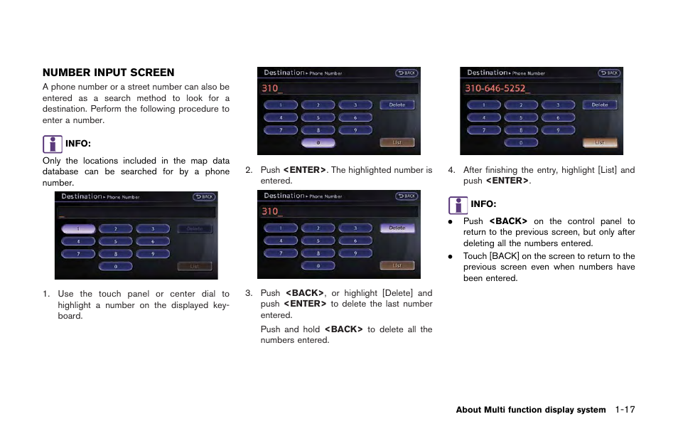 Number input screen -17 | NISSAN 2013 GT R - Multi Function Display Owner's Manual User Manual | Page 27 / 315