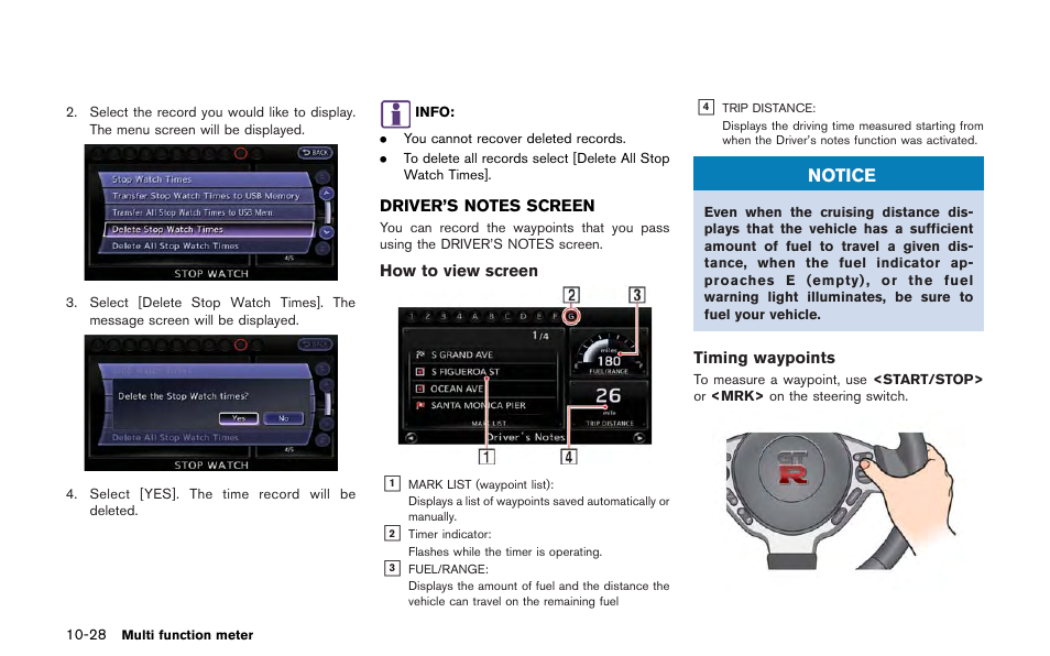 Driver’s notes screen -28 | NISSAN 2013 GT R - Multi Function Display Owner's Manual User Manual | Page 274 / 315