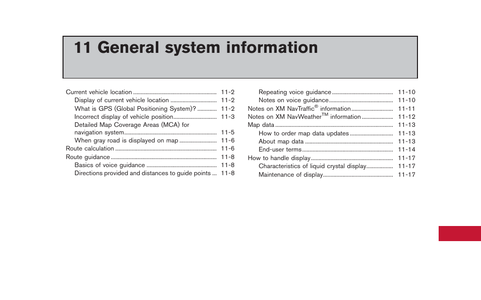 General system information, 11 general system information | NISSAN 2013 GT R - Multi Function Display Owner's Manual User Manual | Page 279 / 315