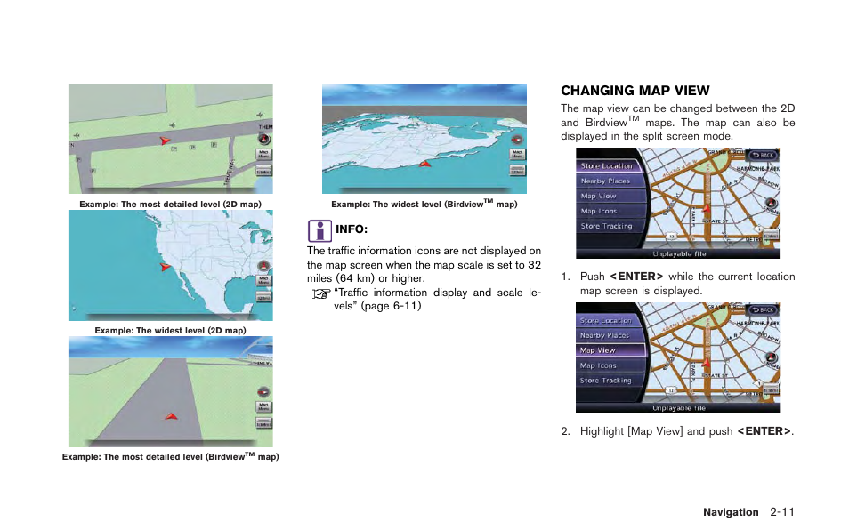 Changing map view -11, Changing map view | NISSAN 2013 GT R - Multi Function Display Owner's Manual User Manual | Page 39 / 315