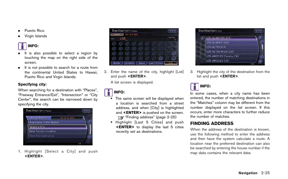 Finding address -25 | NISSAN 2013 GT R - Multi Function Display Owner's Manual User Manual | Page 53 / 315