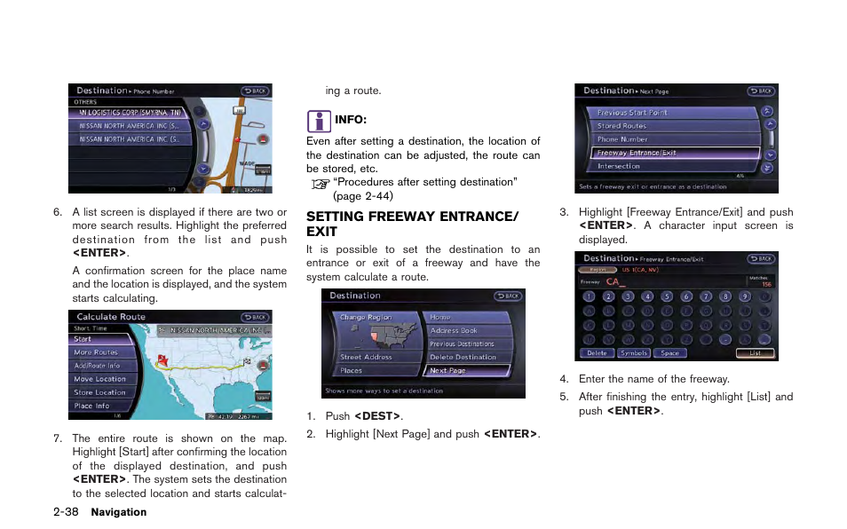 Setting freeway entrance/exit -38 | NISSAN 2013 GT R - Multi Function Display Owner's Manual User Manual | Page 66 / 315